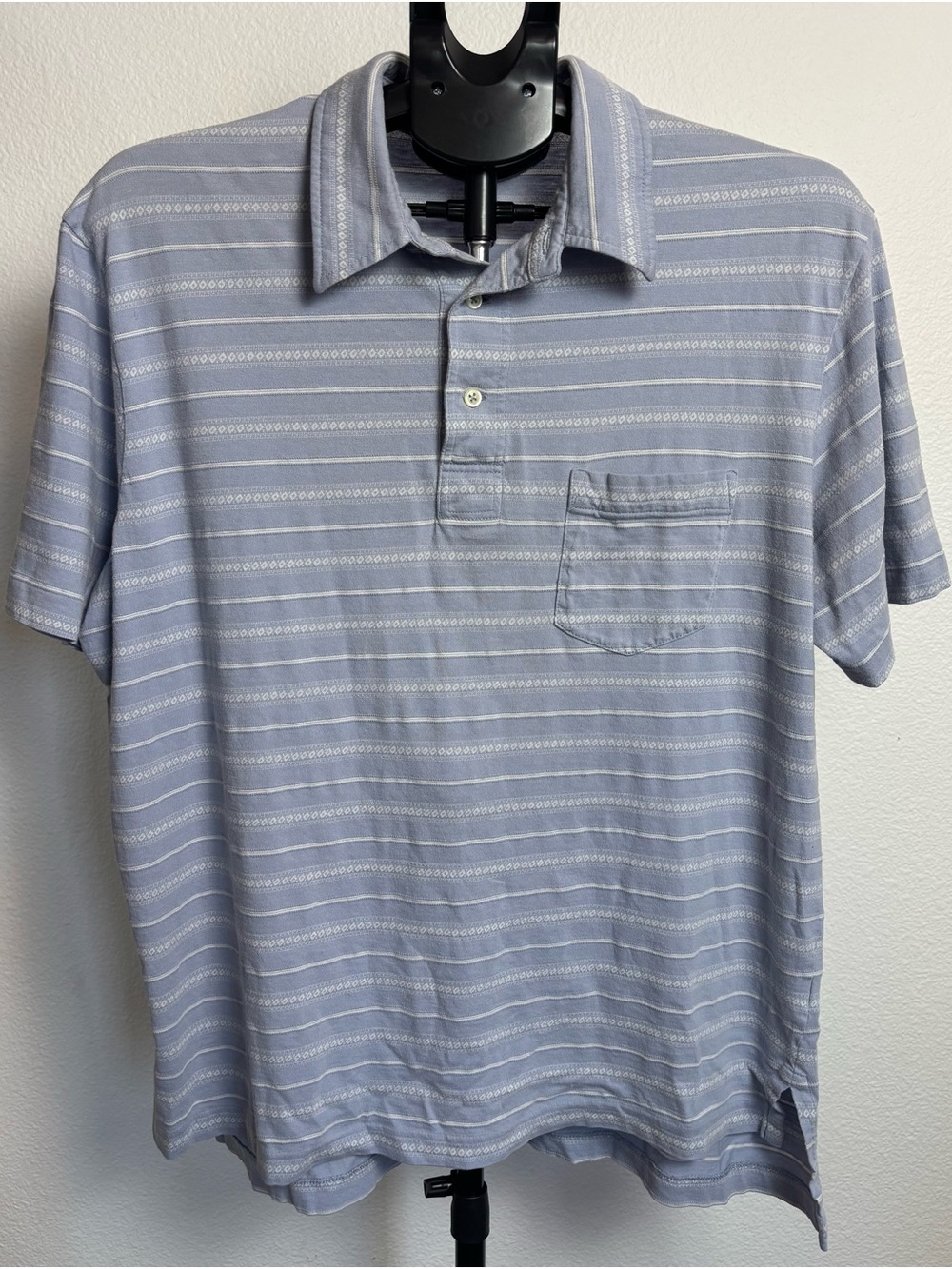 Ralph Lauren Light Blue Striped Polo with Chest Pocket